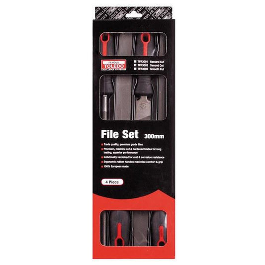 Toledo File Set Smooth 300mm 4 Piece TFR3003