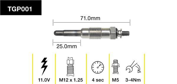 Tridon Glow Plug TGP001