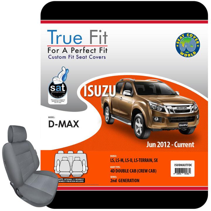 True Fit Tailored Seat Covers Fits Isuzu D-Max Dual Cab 2012 - On
