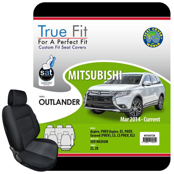 True Fit Tailored Seat Covers Fits Mistsubishi Outlander Aspire, Exceed, PHEV & XLS 2014 - On