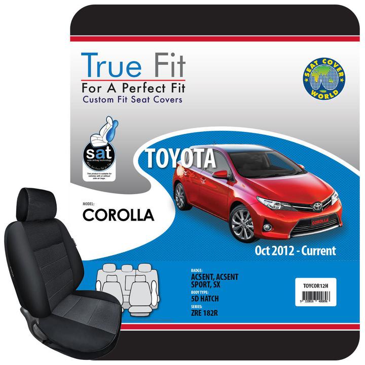 True Fit Tailored Seat Covers Fits Toyota Corolla 5D Hatch Ascent, Ascent Sport & SX 2012 - On
