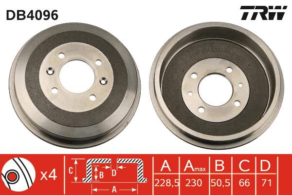 TRW Drum Brake Single 253mm DB4096