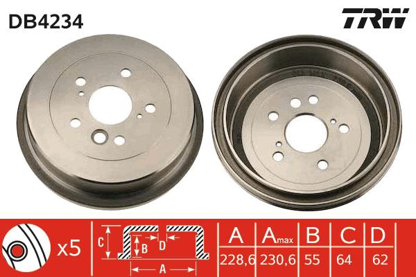 TRW Drum Brake Pair 230.6mm DB4234
