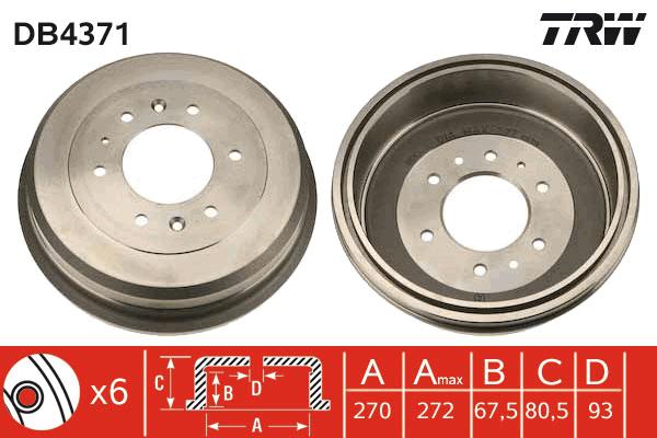 TRW Drum Brake Single 272mm DB4371