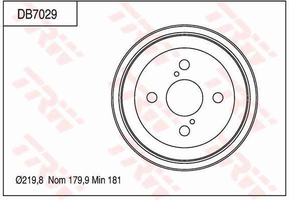 TRW Drum Brake Pair 219.8mm DB7029