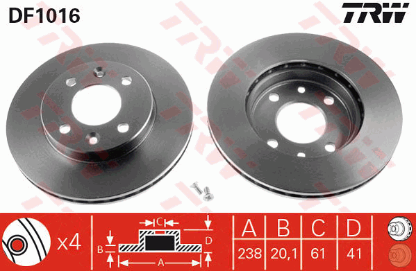 TRW Brake Rotor Single 274mm Front DF1016S