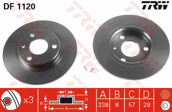 TRW Brake Rotor Single 237mm Front DF1120S