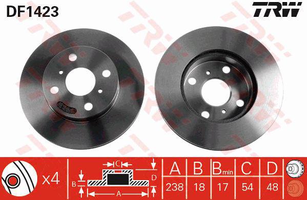 TRW Brake Rotor 238mm Front DF1423S