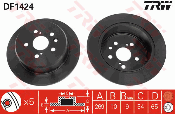 TRW Brake Rotor Single 269mm Rear DF1424S