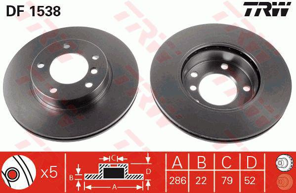 TRW Brake Rotor 286mm Front DF1538S