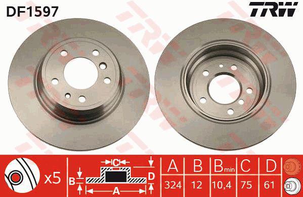 TRW Brake Rotor 324mm Rear DF1597S