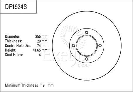 TRW Brake Rotor 255mm Front DF1924S