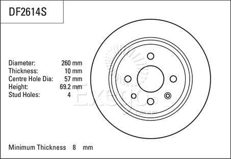 TRW Brake Rotor 260mm Rear DF2614S