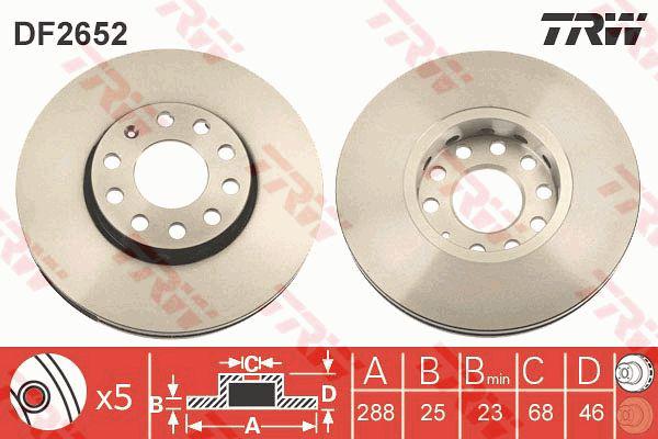 TRW Brake Rotor 288mm Front DF2652S