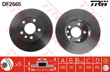 TRW Brake Rotor 282mm Front DF2665S