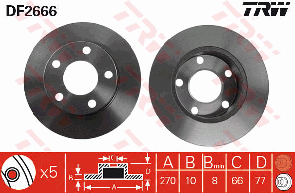 TRW Brake Rotor Single 245mm Rear DF2666S