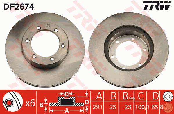 TRW Brake Rotor 291mm Front DF2674S