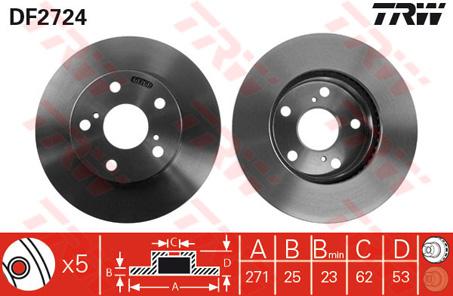 TRW Brake Rotor 271mm Front DF2724S