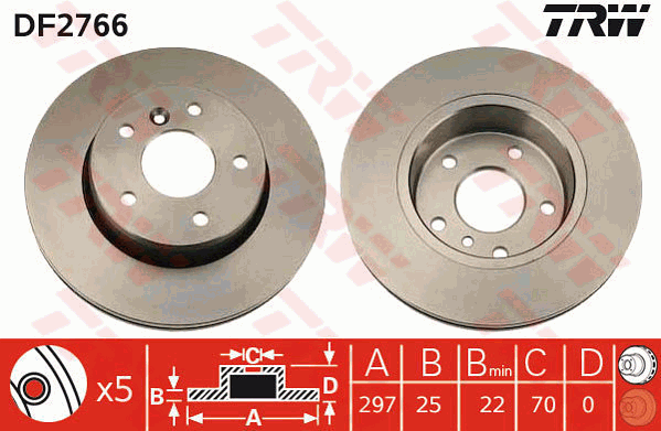 TRW Brake Rotor Single 297mm Front DF2766S