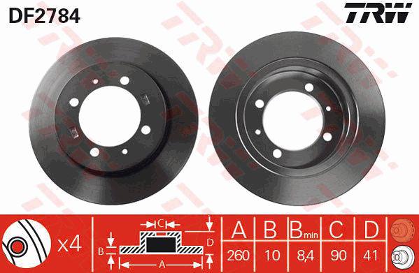 TRW Brake Rotor 260mm Rear DF2784S