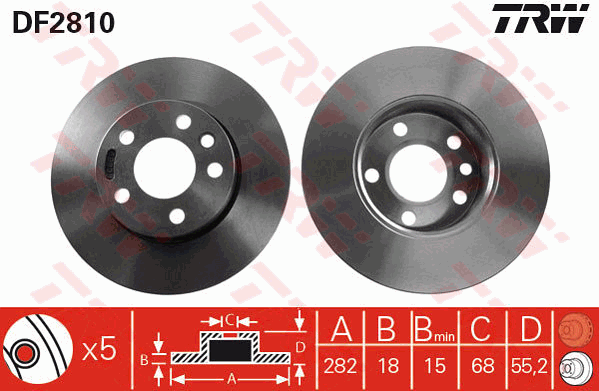 TRW Brake Rotor Single 282mm Front DF2810S