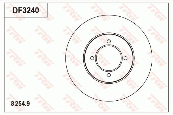 TRW Brake Rotor 254.9mm Front DF3240S