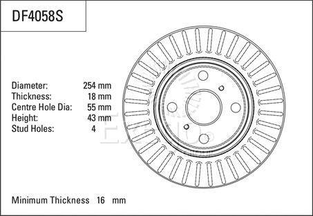 TRW Brake Rotor 254mm Front DF4058S