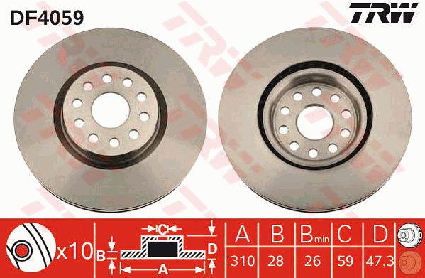 TRW Brake Rotor 310mm Front DF4059S