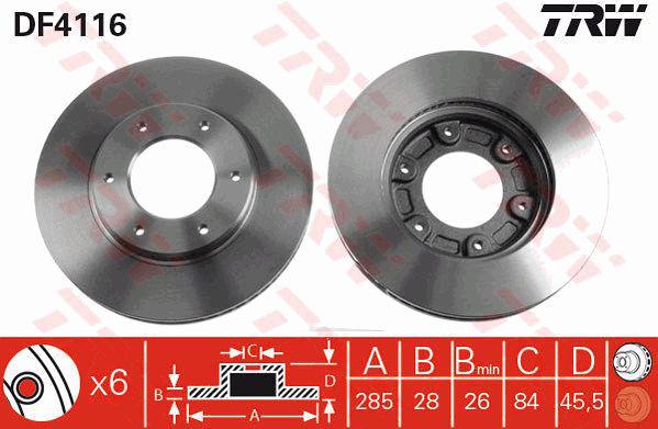 TRW Brake Rotor 285mm Front DF4116S