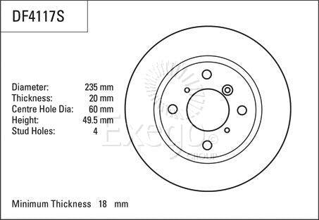 TRW Brake Rotor 235mm Front DF4117S