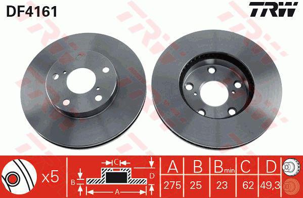 TRW Brake Rotor 275mm Front DF4161S