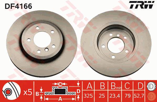 TRW Brake Rotor 325mm Front DF4166S