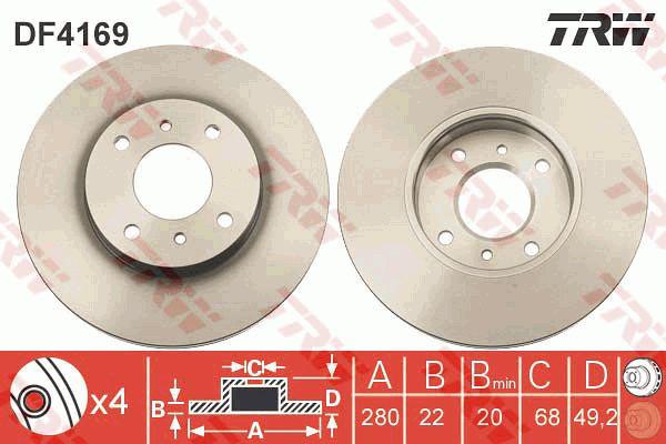 TRW Brake Rotor 280mm Front DF4169S