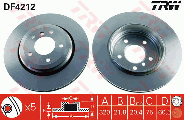 TRW Brake Rotor 320mm Rear DF4212S
