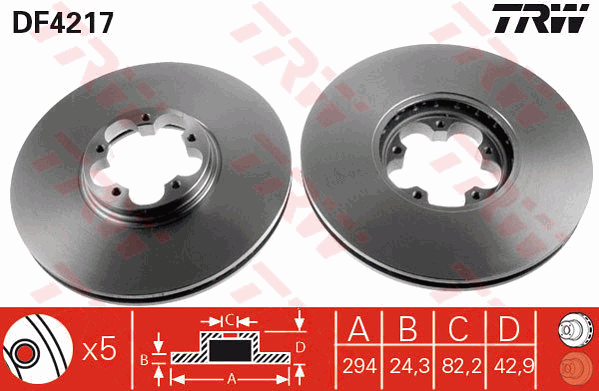 TRW Brake Rotor Single 294mm Front DF4217S