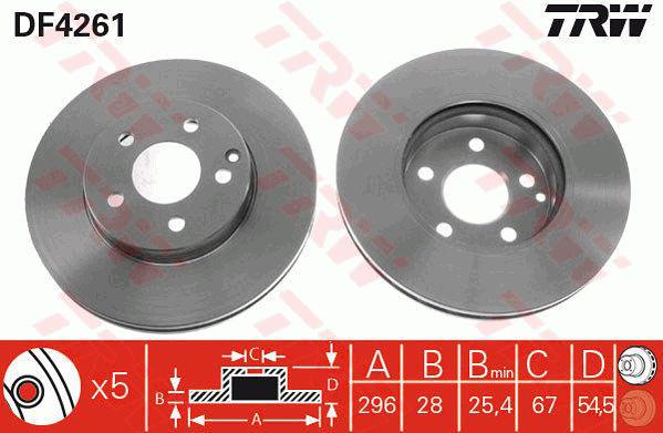 TRW Brake Rotor Single 295.5mm Front DF4261S