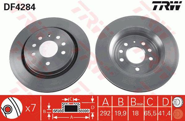 TRW Brake Rotor 292mm Rear DF4284S