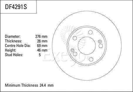 TRW Brake Rotor 276mm Front DF4291S