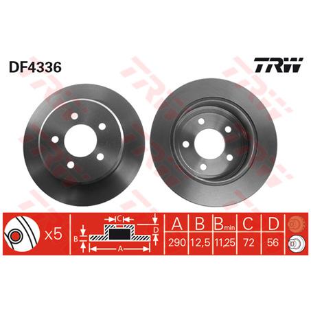 TRW Brake Rotor 290mm Rear DF4336S