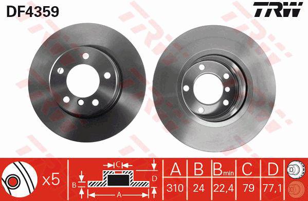 TRW Brake Rotor 310mm Front DF4359S
