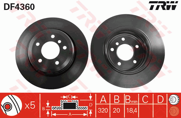 TRW Brake Rotor Single 320mm Rear DF4360S