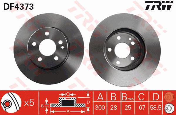 TRW Brake Rotor 300mm Front DF4373S