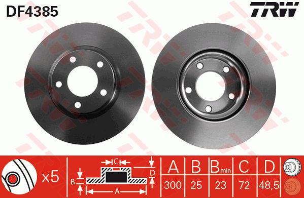 TRW Brake Rotor 300mm Front DF4385S