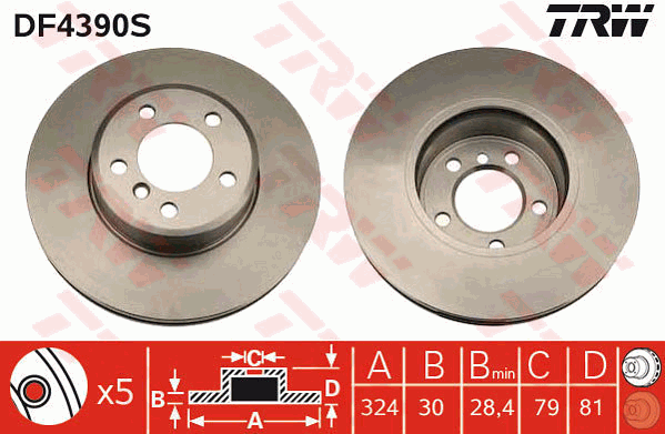 TRW Brake Rotor Front DF4390S