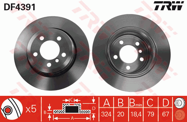 TRW Brake Rotor Single Rear DF4391S