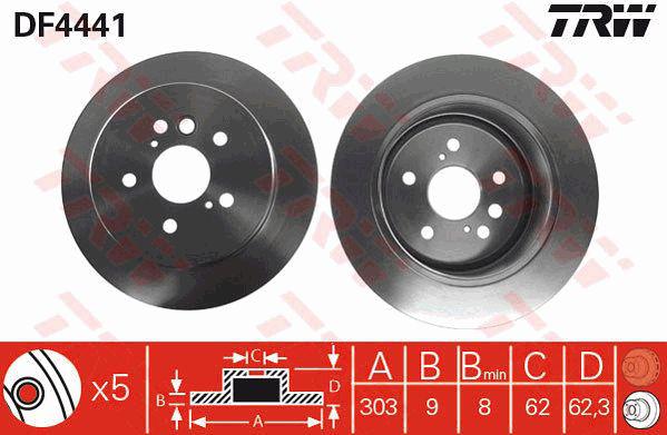 TRW Brake Rotor Rear DF4441S