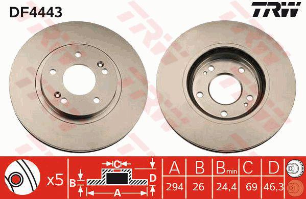 TRW Brake Rotor Front DF4443S