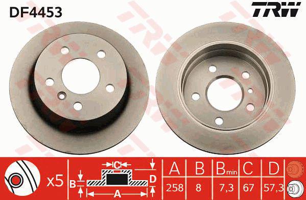 TRW Brake Rotor Rear DF4453S