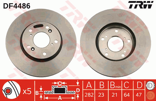 TRW Brake Rotor Front DF4486S