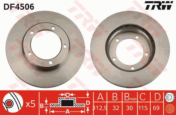 TRW Brake Rotor 313mm Front DF4506S